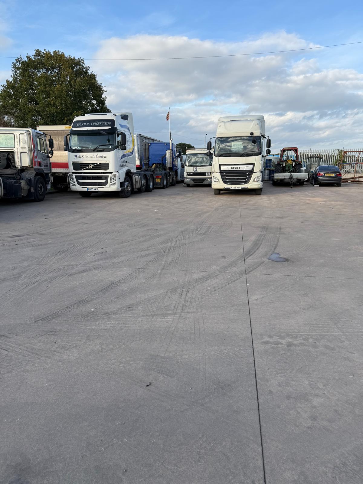Trucks in the yard at HMS Truck Centre in Hereford